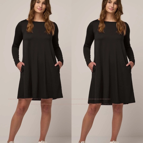 Wool& Rowena Swing Dress 1X LONG Black - Picture 2 of 6